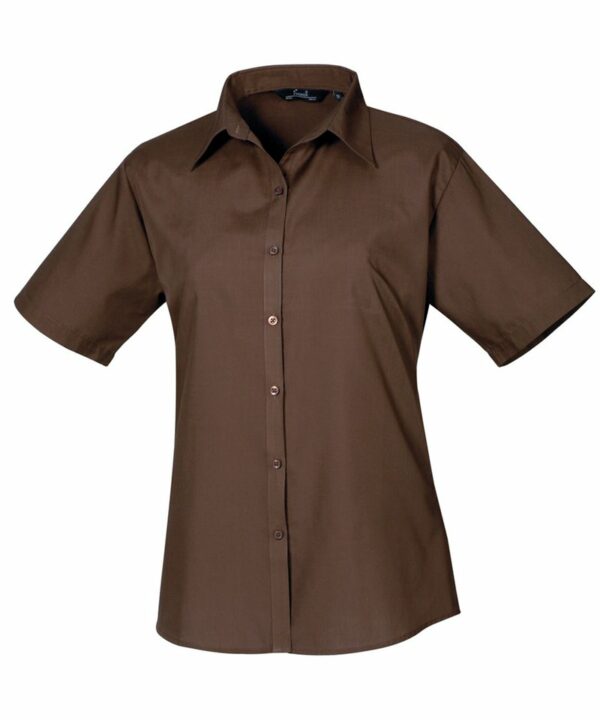 Pr302 Brown Ft Women’s short sleeve poplin blouse – Brown Brown, 10