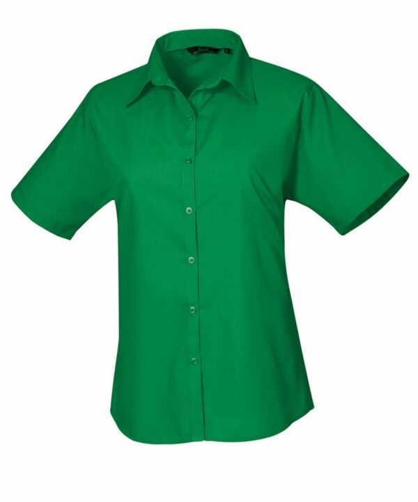 Pr302 Emerald Ft Women’s short sleeve poplin blouse – Emerald Green, 10