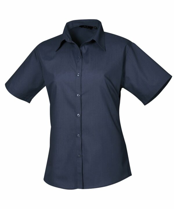Pr302 Navy Ft Women’s short sleeve poplin blouse – Navy* Blue, 10