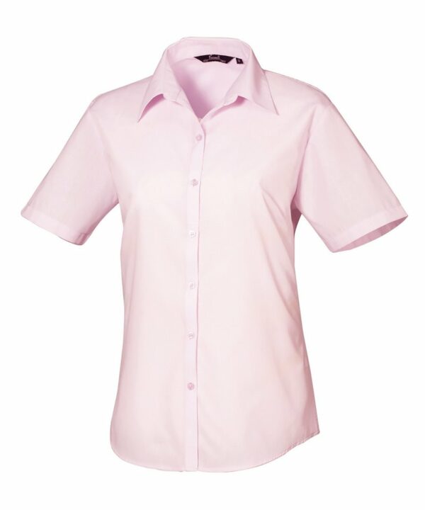 Pr302 Pink Ft Women’s short sleeve poplin blouse – Pink Pink, 10