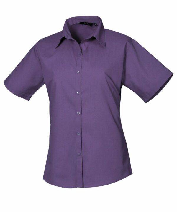 Pr302 Purple Ft Women’s short sleeve poplin blouse – Purple Purple, 10