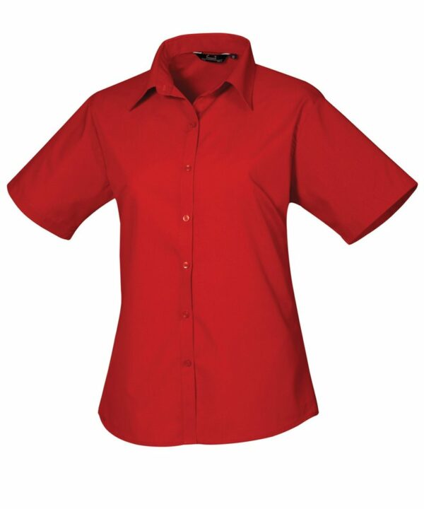 Pr302 Red Ft Women’s short sleeve poplin blouse – Red* Red, 10
