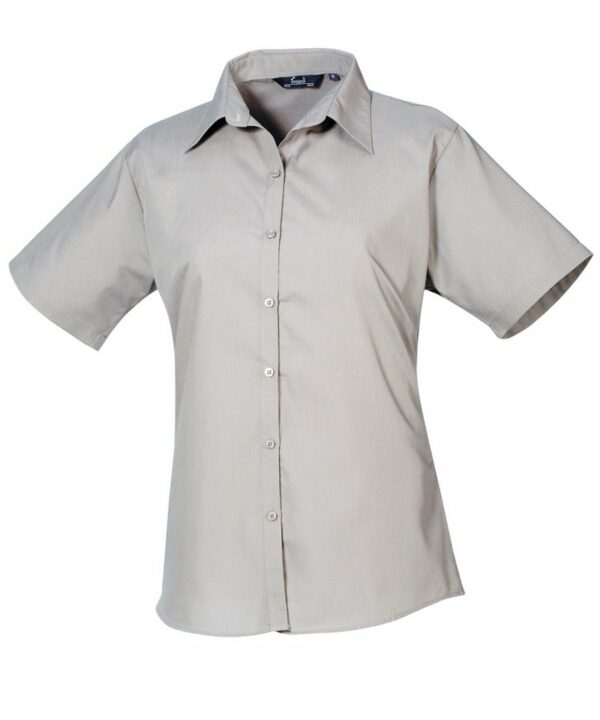 Pr302 Silver Ft Women’s short sleeve poplin blouse – Silver* Grey, 10
