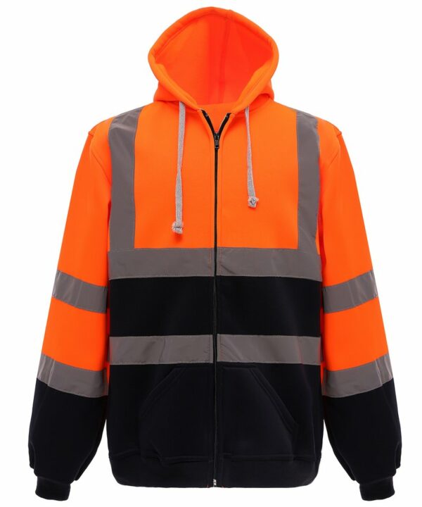 Yk012 Orange Navy Ft Hi-vis zip hoodie (HVK07) – Orange/ Navy Orange, 2XL