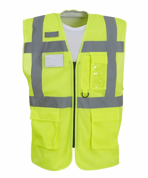 Yk015 Yellow Ft Hi-vis top cool open-mesh executive waistcoat (HVW820) – Yellow Yellow, 2XL