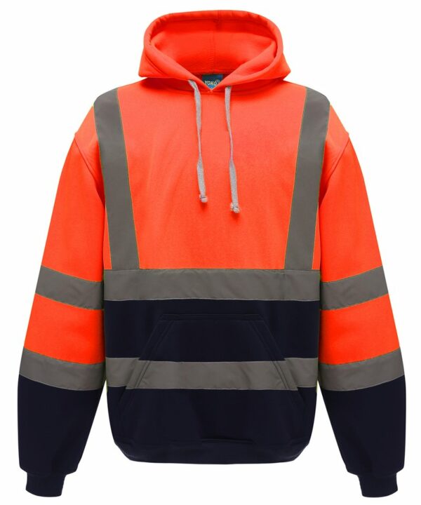 Yk032 Orange Navy Ft Hi-vis pull-over hoodie (HVK05) – Orange/ Navy Orange, 2XL