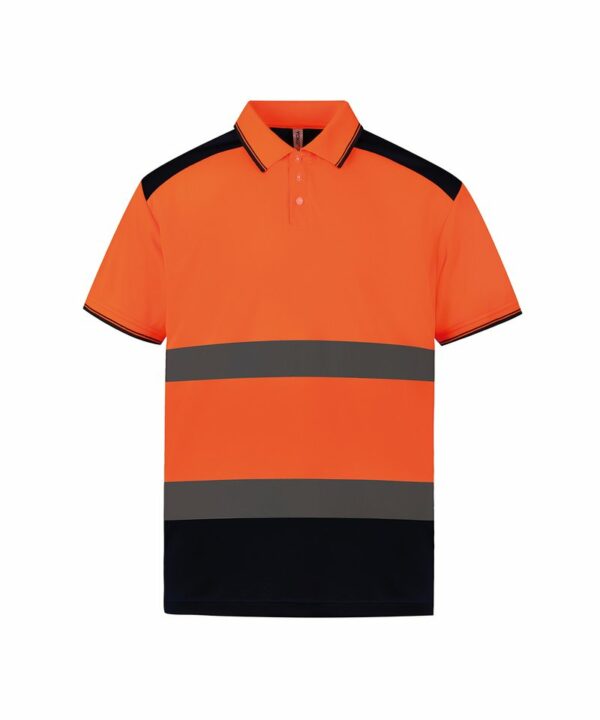 Yk104 Orange Navy Ft Hi-vis two-tone polo shirt (HVJ220)